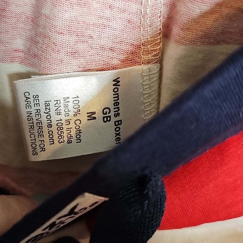 NWT Lazy One Medium Women's Blue Red and White Striped Boxer Pj Shorts - Picture 5 of 5